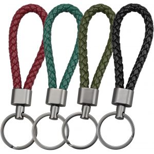 KAL-4 Pcs Anneau Porte Clé Cuir Tressé Porte Clef Voiture Multifonction Pu Original Porte-Clés Porte Cle Moto Pour Femme Et Homme - Neuf