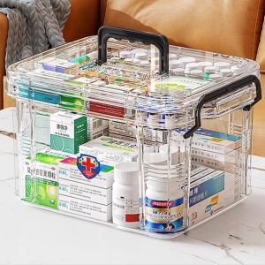Tianyi-Boîte De Rangement Pour Médicaments, Boîte De Rangement Pour Médicaments Ménagers, Boîte De Premiers Secours À Double Couche, Portable À Plusieurs Grilles Avec Couvercle Pour La Maison - Neuf