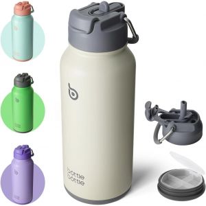 Jexnovashop-Bottle Bottle Gourde Isotherme Avec Pilulier Bouteille Isotherme De 900 Ml Gourde Sport En Acier Inoxydable Pour L'ext&eacute;rieur, La Randonn&eacute;e (Gris) - Neuf