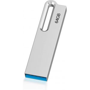 64Go Cl&eacute; USB 3.0 Clef USB avec Trousseau 64Go Imperm&eacute;able &agrave; l&iquest;Eau Jump Drive M&eacute;moire Stick pour la Sauvegarde de l&iquest;Ordinateur/Ordinateur Portable (64GB 3.0, Argent) - Neuf