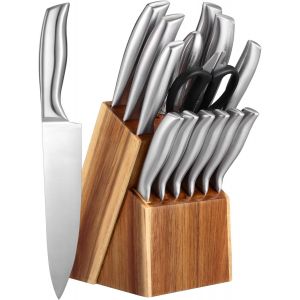 Set Couteaux Cuisine Inox Avec Bloc De Rangement Couteaux Pour Maison Et Restaurant Acier Robuste Prise Main Confortable - Neuf