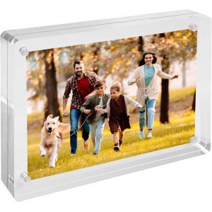 Cmwx-Lot De 1 Cadre Photo En Acrylique De 12,7 X 17,8 Cm, Bloc De 20 % Plus Épais, Autoportant, Double Face, Magnétique, Lucite, Sans Cadre, Cadeau Pour Affichage De Bureau - Neuf