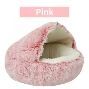 Lit Doux Pour Animaux De Compagnie Avec Housse,Lit Chaud Et Long En Peluche,Sac De Couchage Confortable Pour Animaux De Compagnie,Coussin Rond Fermé Pour Chat,Chenil,Nid Pour Petit.Pink Short Plush.3 - Neuf