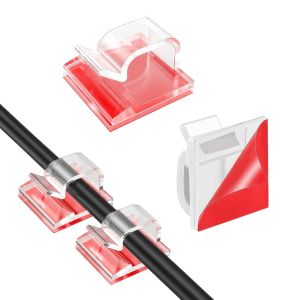100 PCS Mini Clips de CâBle Autocollants Pour L'ExtéRieur - Fixation RéSistante Attache Cable Mural - Transparent Attache Cable Adhesif Clip Cable - Neuf