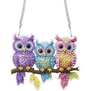 Oayew-Diy Diamant Painting Pendentif Aigle, 5d Painting Diamant Hanging Feuilles, Diamond Painting Suspendus Avec Cha&icirc;ne, Pour Jardin Maison Mur D&eacute;coration De Fen&ecirc;tre Et De Porte 20x20 Cm - Neuf