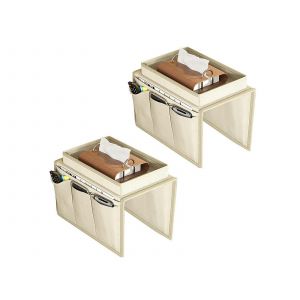 Organisateur de rangement pour accoudoir de canap&eacute; avec 4 poches - Beige (2 pi&egrave;ces) - Neuf