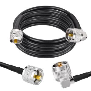 Câble Coaxial RG58 CB 4.6m UHF PL259 Mâle vers Mâle Angle Droit 50 ohms Faible Perte pour Radio HAM et CB,Analyseur d'Antenne,Charge Factice,Compteur SWR(1 Pièce) - Neuf
