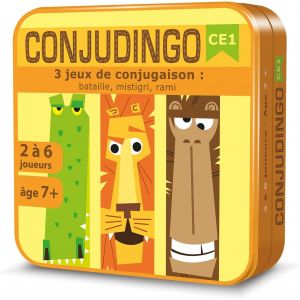 Mdy-- Conjudingo Ce1 - Jeu De Société Éducatif Dès 7 Ans - 3 Jeux De Conjugaison : Bataille, Mistigri, Rami - Consolider Les Acquis En Conjugaison - 2 À 6 Joueurs - 15 Min - Version Française - Neuf