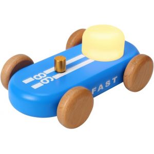Veilleuse Enfant En Bois - Lampe De Nuit De Kart Avec 7 Couleurs Et Dimmable - Batterie 1000 Mah - Jusqu'&agrave; 30h D'autonomie - Pour Chambre B&eacute;b&eacute; - Cadeau - Bleu - Neuf