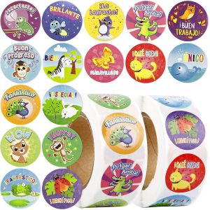 1000PCS Autocollant R&eacute;compense en Espanol Stickers 2.5cm Autocollants d'&Eacute;tiquette Self-Adhesive DIY Animaux D&eacute;co Enfant Enseignant Cadeau Enveloppe (Style E) - Neuf