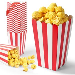 Mevronisshop-30 Pcs Bo&icirc;tes &Agrave; Pop-Corn, Bonbons Conteneur Popcorn Carton Aux Soir&eacute;es Cin&eacute;ma, No&euml;l, Mariages, Collations De F&ecirc;te, Pot Pop Corn Facile &Agrave; Assembler (Rouge-30) - Neuf