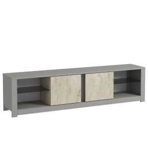 Meuble TV en bois "Aydos" 180 x 35 x 45 cm - Gris - Neuf