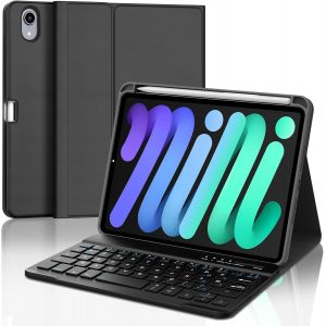 Clavier Ipad Mini 7/6 8.3 Pouces, Coque Clavier Rechargeable Etui Clavier Français Azerty Détachable Pour Ipad Mini 7 8.3"" 2024/Mini 6 8.3"" 2021, Noir - Neuf