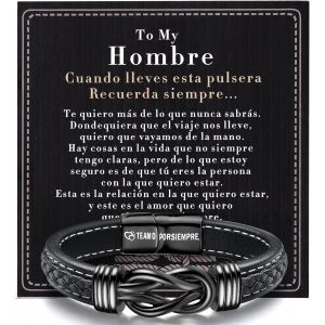 Eryi-Bracelet Hommes Bracelet Cuir Cadeau Anniversaire Homme Cadeau Mari Copain Couple Saint Valentin Cadeau Noel Homme - Neuf