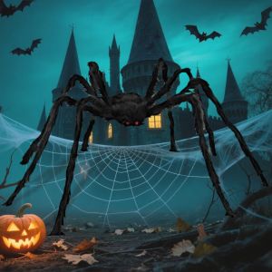 Trahoo-200cm Araign&eacute;e G&eacute;ante Halloween, Araign&eacute;e Noire G&eacute;ante, Araignee G&eacute;ante, D&eacute;coration Halloween Araign&eacute;e Poilue G&eacute;ante, 200cm Araign&eacute;e D'halloween, Araign&eacute;e Poilue, Deco Horreur Pour Jardin Cour - Neuf