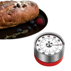 Minuteur De Cuisine M&eacute;canique 60 Minutes Avec Sonnerie Et Socle - Rouge - Neuf