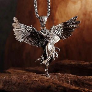 Rétro Couleur Argent Ange Déesse Figure Pendentif Collier Pour Hommes Femmes Bijoux Uniques Couple Cadeau - Neuf