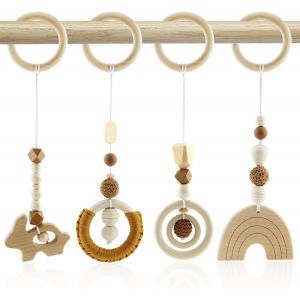 Bin Arche Portique Deveil Eveil Bebe Bois Arche De Jeux B&eacute;b&eacute; Jouet Poussette 4 Pi&egrave;ces Jouet A Suspendre Bebe Arches De Jeu Pour Jeux Nouveau N&eacute; En Bois Pour Si&egrave;ge De B&eacute;b&eacute; Landau (Marron) - Neuf