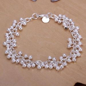 Bracelet Jonc Raisin Plaqué Argent 925-Fermoir Mousqueton Par - Neuf
