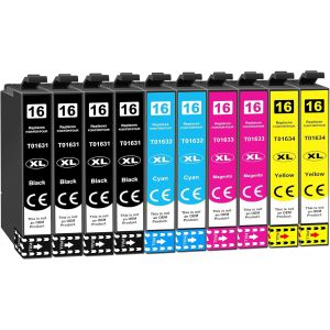 16XL Ink Cartridges for Epson 16 XL Compatible with Workforce WF-2750DWF WF-2760DWF WF-2630WF WF-2650DWF WF-2660DWF WF-2510WF WF-2520NF WF-2530WF WF-2540WF WF-2010W (16XL) 10 Pack - Neuf
