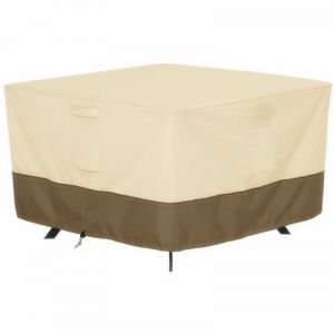 Housse de protection pour foyer extérieur, carrée et imperméable, pour table de foyer à gaz, robuste, avec évents et poignées, 152 x 152 x 58 cm, beige et café - Neuf