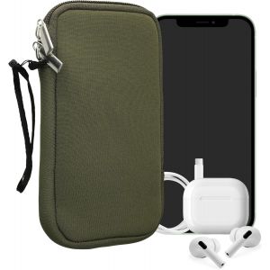 KAL-Housse Universelle Smartphone - Pochette De Protection 17,2 X 8,4 Cm Pour Téléphone Portable Xl - 6,7/6,8"" En Néoprène Vert Olive - Neuf