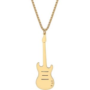 Kal-Collier De Guitare En Acier Inoxydable Pendentif Bijoux Violon Piano Collier Cadeaux Pour Femme Filles Amateurs De Musique Charms - Neuf