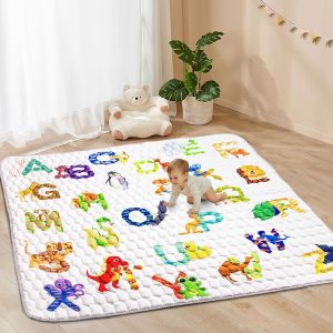 Tapis De Jeux Bebe, Antid&eacute;rapant Tapis Rampant B&eacute;b&eacute; 127x127cm, Animaux Tapis De Motricit&eacute; B&eacute;b&eacute; Pliable, Coton Tapis D'&eacute;veil Enfants Epais Avec R&egrave;gle, Applicable &Agrave; Int&eacute;rieur/Ext&eacute;rieur/Cl&ocirc;ture - Neuf