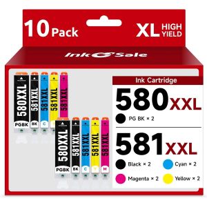 580 581 Lot de 10 cartouches d'encre compatibles avec Canon PGI-580 XXL CLI-581 XXL pour TR8550 TS6350a TR7550 TS6150 TS9550 TS6250 TS8350a TS705a TS6350 TR8500 TS8350 51a TS8. 351 - Neuf
