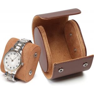 Kal-Boîte À Montre Homme, Luxe Pu Cuir Boite Montre Pour 1-3 Montres Boîte Rangement Montre, Portable Etui Montres Voyage, Coffret Montre Homme Pour Cadeau Noël Anniversaire (Brun, 1-Montre) - Neuf
