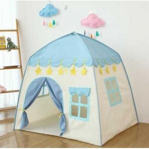 Tente De Jeu Bleue Pour Filles, Tente De Jeu Princesse, Pour Chambre D'enfant, Sécurité Extérieure, Non Toxique, Avec Boules De Coton Lumineuses, Couronne De Princesse Frozen - Neuf