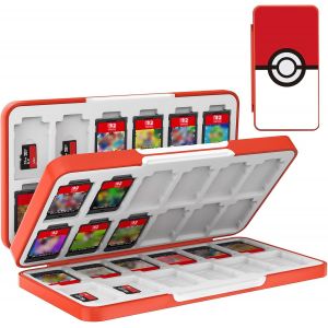 Eryi-Étui Pour Cartes De Jeu Pour Nintendo Switch 2/Switch Oled/Lite, Cartouche De Stockage Portable Avec 48 Emplacements Pour Cartes De Jeu Et 24 Emplacements Pour Cartes Micro Sd, Cercle - Neuf