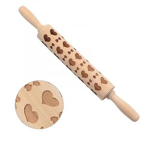 43cm De Long No&euml;l Bois Gaufrage Rouleau &Agrave; P&acirc;tisserie Pour La Maison Biscuits Biscuits Presse 1pc - Neuf