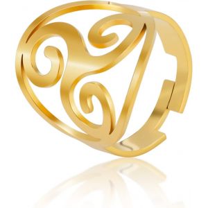 Kal-Bague Celtique Triskele Bague Triquetra Bague Triskelion Ancienne Bague Celtique Spirale Noeud De La Trinit&eacute; Amulette De Protection Bijoux En Acier Inoxydable Cadeaux Pour Femmes No&euml;l - Neuf