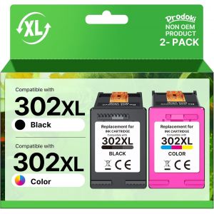Loc-302 Xl Cartouche D'Encre Remplacement Pour 302 Xl Noir Et Couleur Cartouche Encre Pour Officejet 3831 3833 3830,Deskjet 3630 2130 3632,Envy 4520 4525 4527(1 Noir,1 Tri-Colore) - Neuf