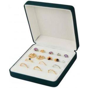 Boîte De Rangement Pour Bagues À Bijoux, Bleu Boîte Organisateur De Bagues À Bijoux, Cuir Pu Velours Boîte De Présentation De Bagues, Étui À Bijoux De Voyage Pour Femmes Filles Plusieurs Bagues - Neuf
