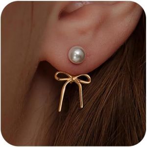Kal-Boucles D'oreilles N?ud, Boucle D Oreille Bow, Boucle D'oreille Noeud Or, Boucles D'oreilles Ruban Pour Femmes, Boucle D'oreille Femme, Bijoux Cadeaux D'anniversaire Pour Femmes - Neuf