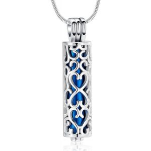 Eryi-Collier Avec Pendentif Urne Funéraire Avec Fiole Cylindrique Creuse - Bijou Funéraire Pour Cendres - Pour Homme Et Femme - Neuf