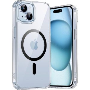 Mab-Coque Pour Iphone 15 6,1 Pouces Compatible Avec Magsafe Recharge Sans Fil, Transparente Anti-Rayures, Protection Étui Housse De Téléphone Antichoc Transparente (Noir) - Neuf