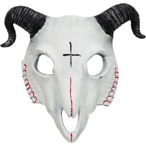 Masque Gothique Tête De Chèvre (Blanc), Cornes De Bélier, Crâne D'animal, Masque De Déguisement, Accessoire De Décoration Pour Halloween - Neuf