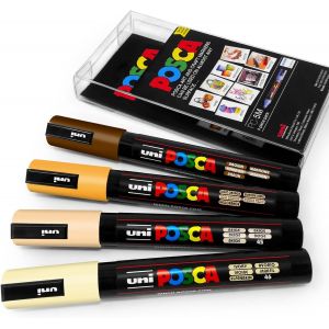 Lot De 4 Feutres Posca Pc-5 M - Couleur Chair - Avec Pochette - Neuf