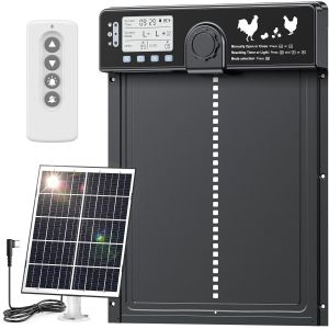 Vornixorsarlshopgrande Porte Poulailler Automatique Solaire Aluminium Avec Capteur Luminosit&eacute;, Porte Automatique Poulailler Electrique Avec Telecommande, Minuterie, Fonction Anti-Pincement, 24.0 X 2 - Neuf