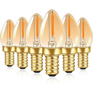 Ampoule Led C7 E12 220v, Ampoule Bougie Edison Vintage E12 0.5w Remplacement 5w, Ampoule À Filament Led E12 Ambre Ampoule Décorative Veilleuse, Blanc Chaud 2200k, Non Dimmable, Lot[Amp740839] - Neuf