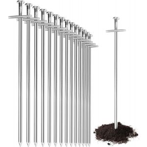 Eryi-® 15x Piquets De Tente En Acier - Piquets De Sol Longs Et Robustes Pour Le Camping Et L'extérieur - Idéaux Pour Les Sols Normaux Et Durs - Neuf