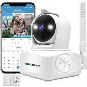 lbgwp60-3G/4G Lte Caméra Surveillance Intérieur Avec Carte Sim, 2.5K Ptz Ip Camera Cctv 4G Cellulaire Sans Wifi, Détection Humaine Vision Nocturne Couleur - Neuf