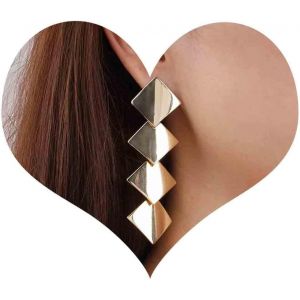 Kal-Boucles D'oreilles Boho Carrées Boucles D'oreilles Géométriques Carrées Boucles D'oreilles Or Boucles D'oreilles Carrées Multi-Couches Boucles D'oreilles Déclaration Bijoux Pour Femmes Et - Neuf