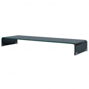 Meuble TV/ Support pour moniteur 110 x 30 x 13 cm Verre Noir - Neuf