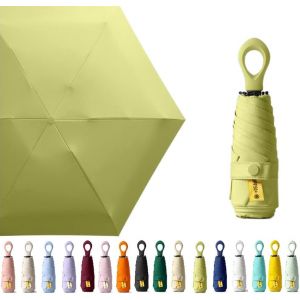 Mini Parapluie De Voyage Avec Poign&eacute;e En Anneau Et Couche De Rev&ecirc;tement En Tissu Bloquant/Protection Uv Upf 50 99,9 % Compact Pliable Parapluie Parapluie L&eacute;ger Petit Sac &Agrave; Dos Portable/Pluie - Neuf