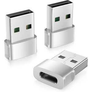 Adaptateur USB vers USB C 3Pack,Type C Femelle vers USBA M&acirc;le Convertisseur Chargeur pour iPhone 17 16 16e 15 Pro Max,Airpods 4,iPad Air 5 Mini 7,Samsung Galaxy S25 S24 A55 A54,iWatch 10 - Neuf