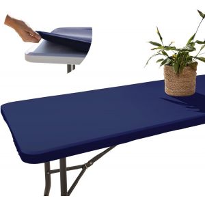 Ulteronixshop-Nappe Rectangulaire Ext&eacute;rieur Bleu 182x76 Cm, Nappe &Eacute;lastique Table Jardin, Anti Tache, Facile &Agrave; Nettoyer, Id&eacute;ale Pour Table Pliable, Camping, Terrasse, R&eacute;sistante Au Vent - Neuf